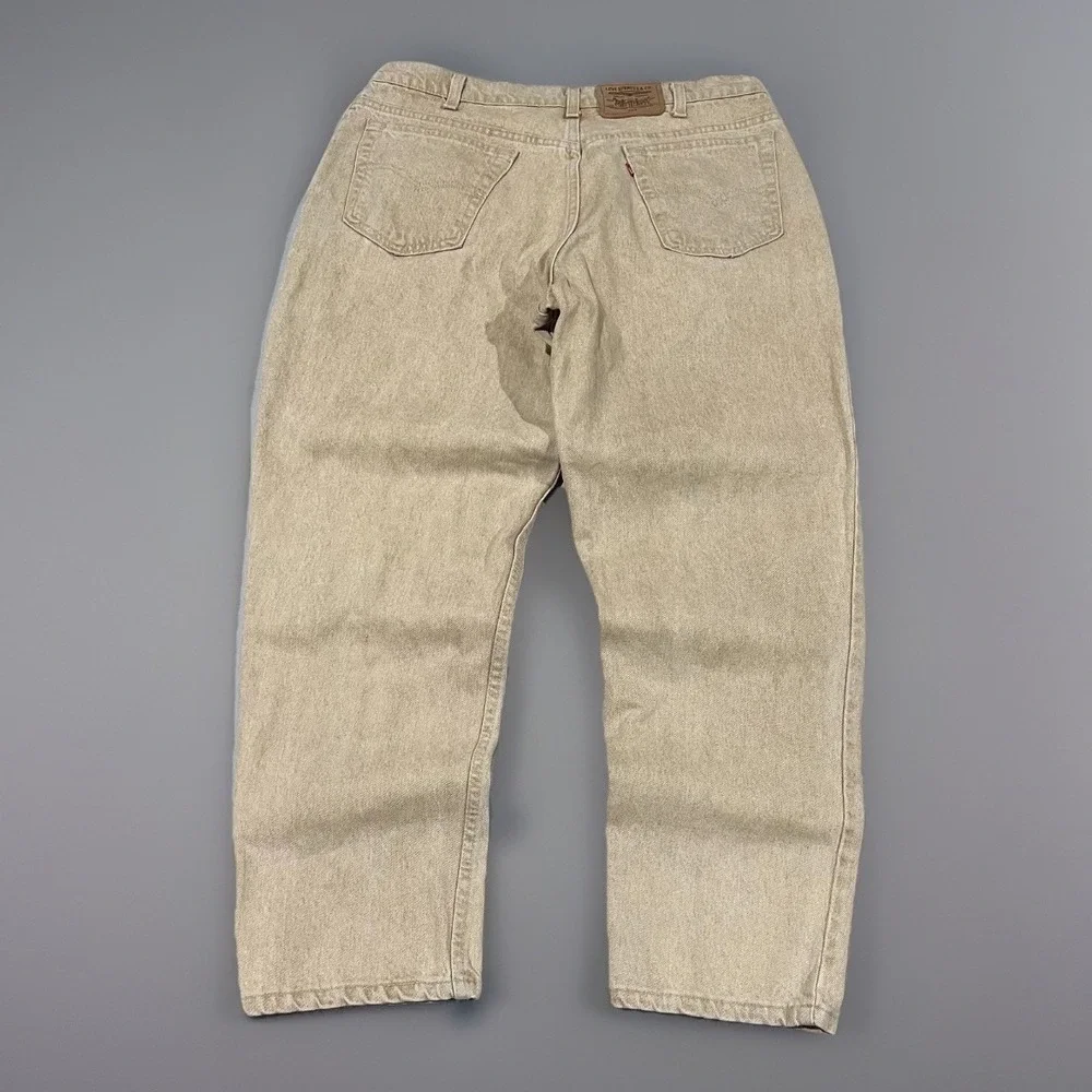 Vintage 90s Levis 545 Mens Tan Khaki Loose Fit Straight Leg USA Pant Faded 38x30 - Picture 2 of 9